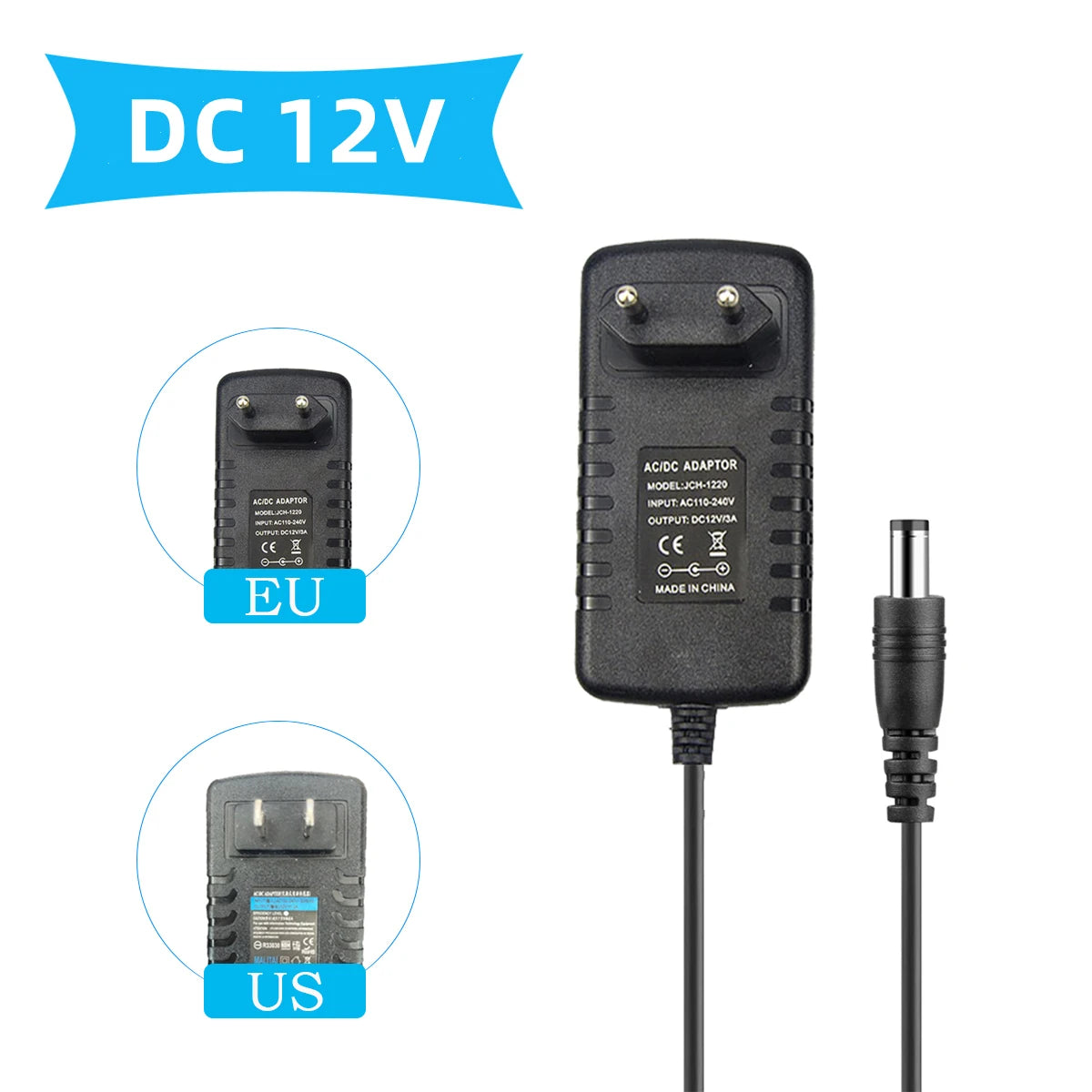 Switching LED Power Supply AC 220V to DC 12V Transformer 1A-8A Charger Adapters Lighting Accessory for LED Bulbs/LED Strips Oasis Select