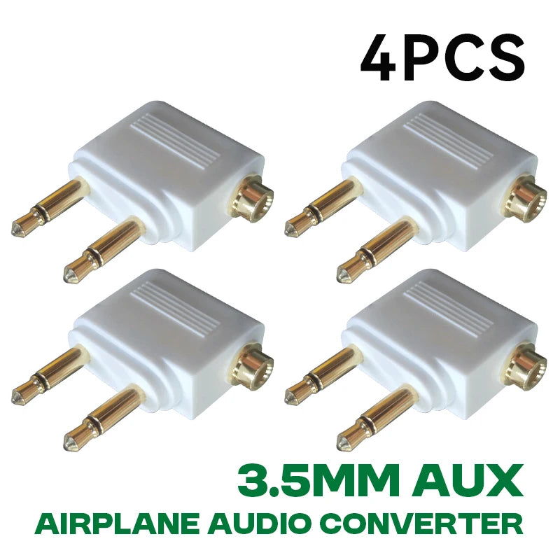 Wholesale 1-10PCS/Lot 3.5MM AUX Airplane Audio Converter Airline Aircraft Headphone Plug Jack Audio Adapter For Aircraft Travel Oasis Select 4PCS White
