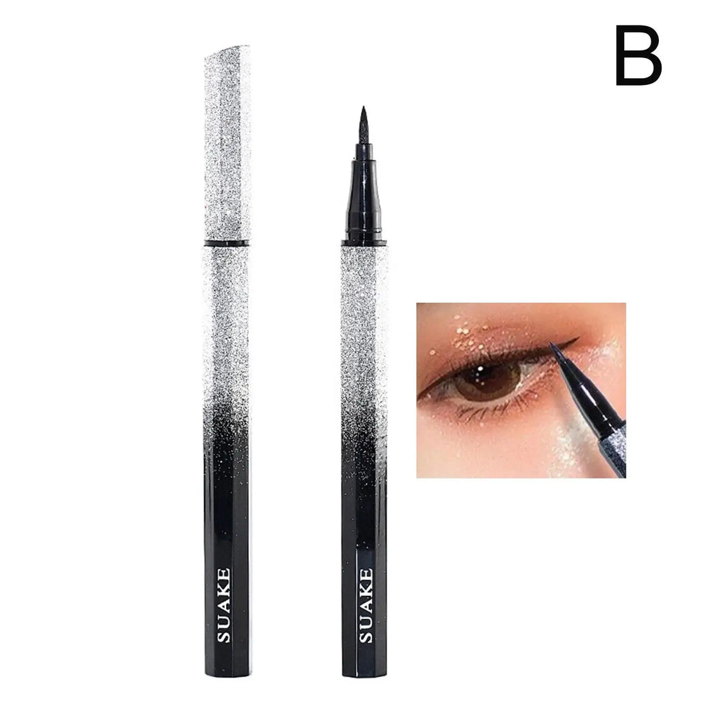 DIY Rotate Eyeliner Stamp Integrated Black Brown Dual-Tip Eyeliner Wing Stencil Waterproof Smudge-Proof Long Lasting Liquid Pen Oasis Select B