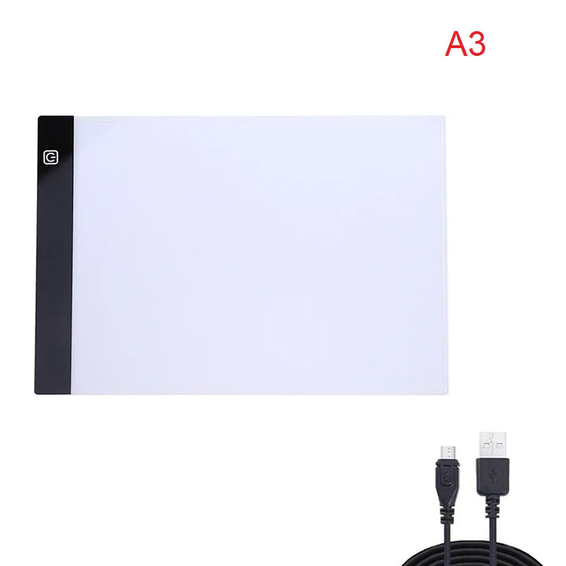 A3/A4/A5 Three Level Dimmable Led Light Pad Drawing Board Pad Tracing Light Box Eye Protection Easier for Diamond Painting Oasis Select A3 Black
