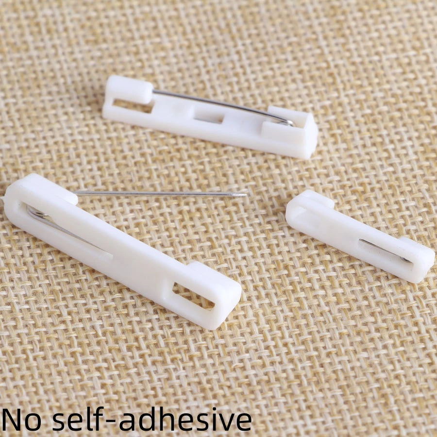 50pcs Black White Safety Pins Badge Pins with Sticky Strips for Name Tag ID Card Badge DIY Craft Brooch Jewelry Making Accessory Oasis Select White No Adhesive 22mm