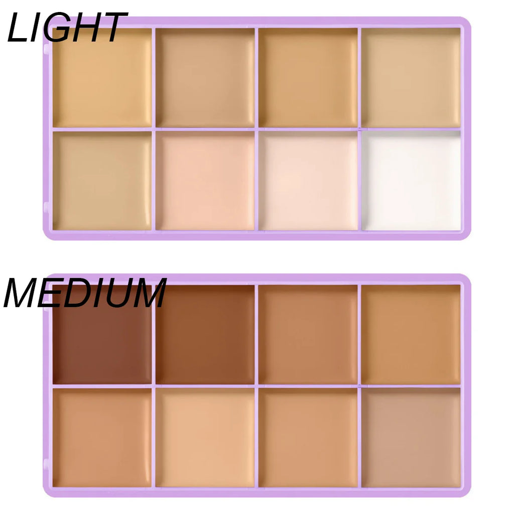 8 Shade Cream Concealer Palette Waterproof Full Coverage Multi-Function Cream Blemishes & Cover Long-Lasting Korean Makeup Oasis Select Light and Medium