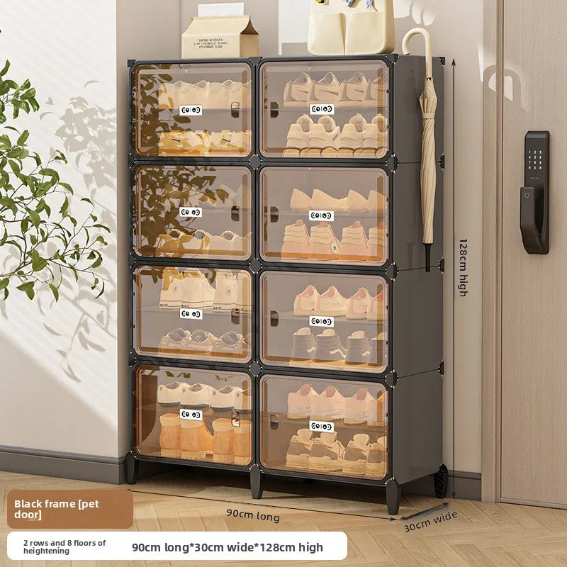 Multi-functional Simple Shoe Rack Plastic Household Indoor Door, Dustproof Storage At The Entrance, Transparent Shoe Cabinet Oasis Select 2-8B
