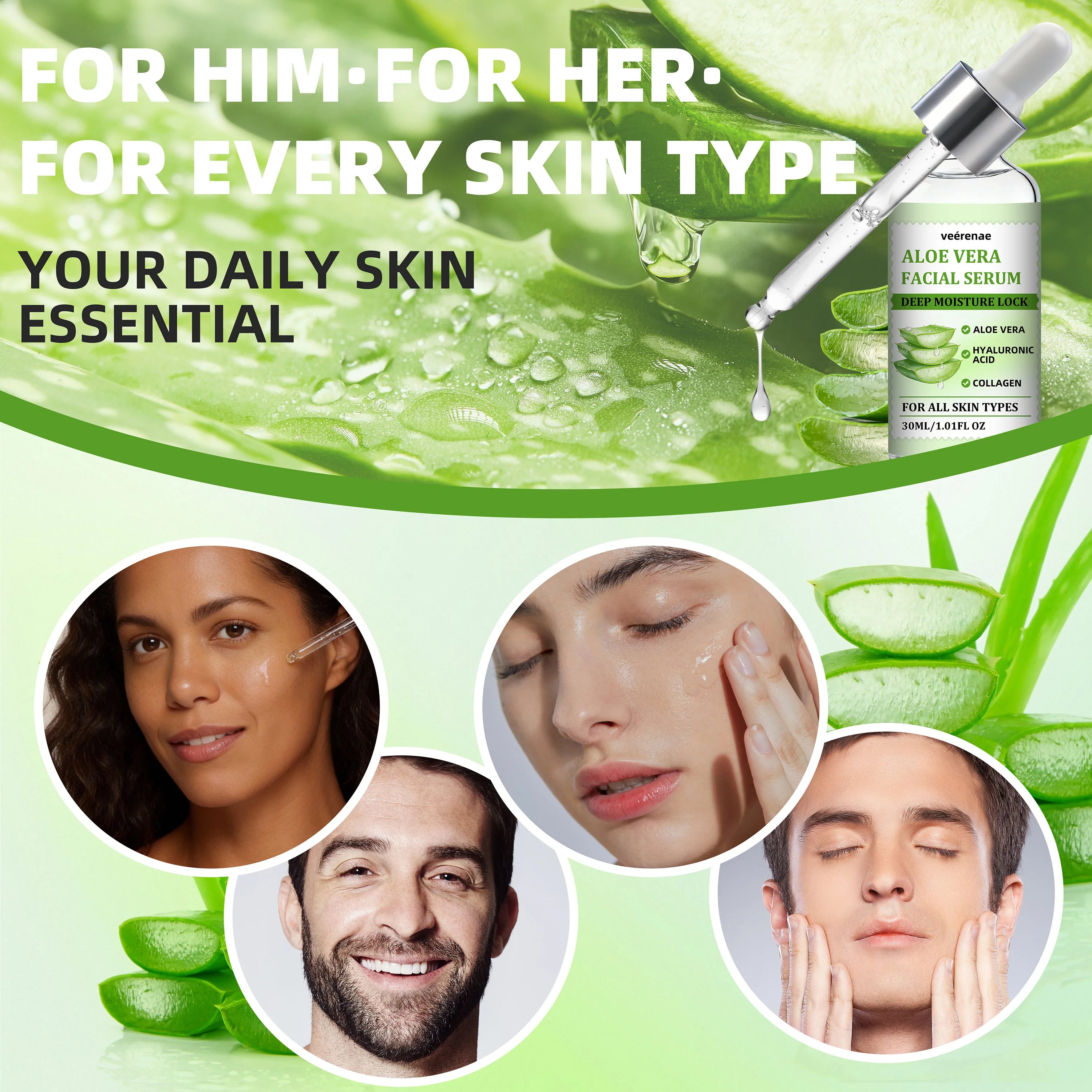 veérenae Aloe Vera Facial Serum – Oil-Free Hydrating Serum