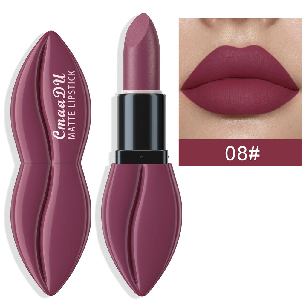 CmaaDu Matte Velvet Lipstick – Waterproof, Long-Lasting Nude & Red
