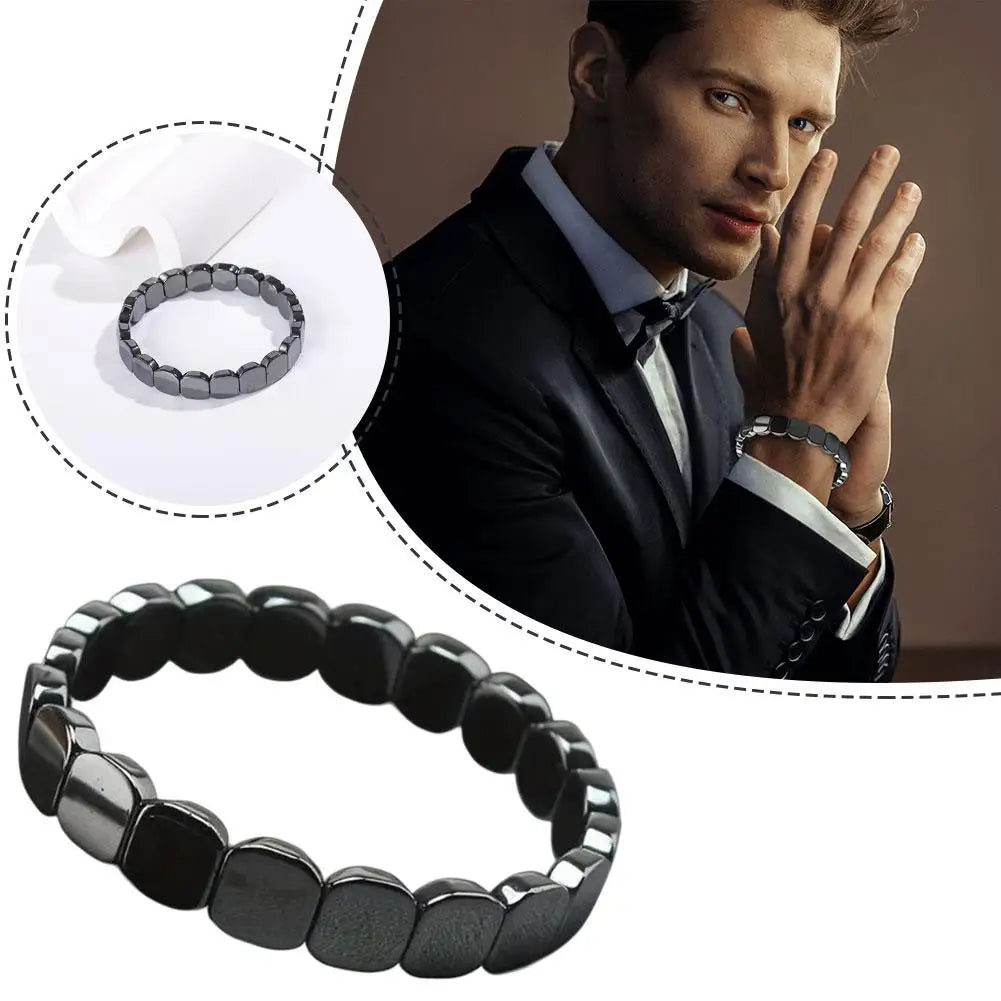 Hematite Bracelet For Men Reclaim Your Edge Confidence Natural Hematite Stone Beaded Stretch Healing Bracelets Gift Jewelry Oasis Select