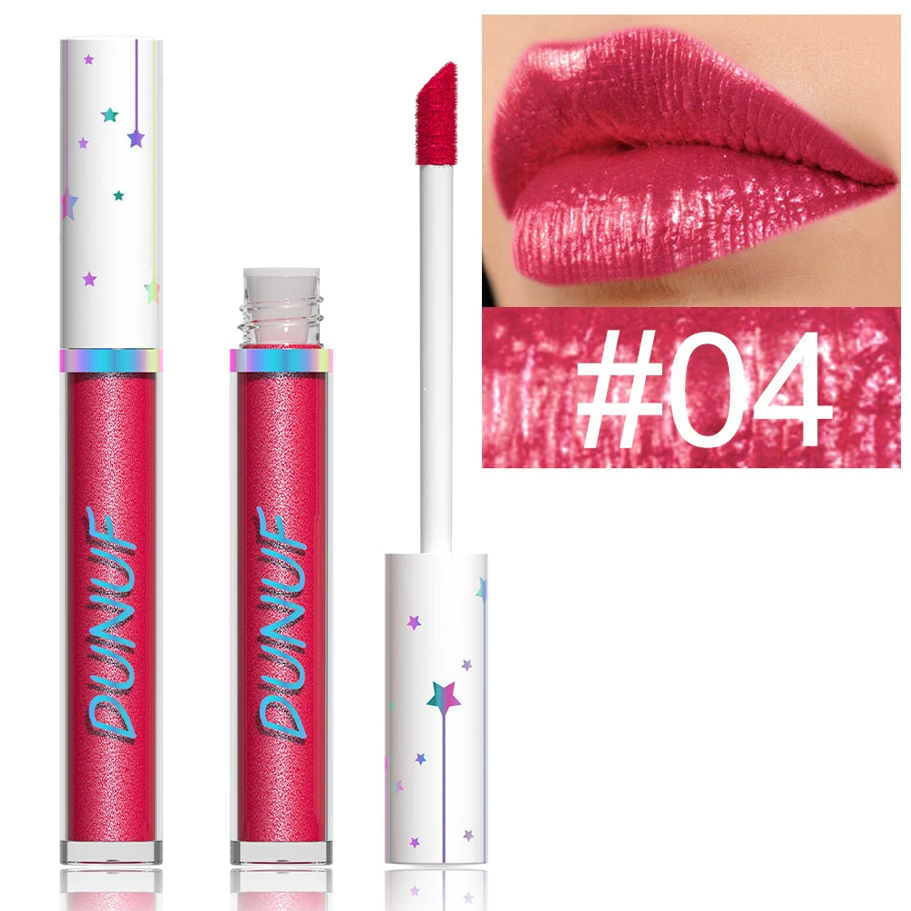 DUNUF 12 Lipstick Pearl Long-lasting Waterproof, non-bleach, non-stick cup lip gloss Oasis Select 04