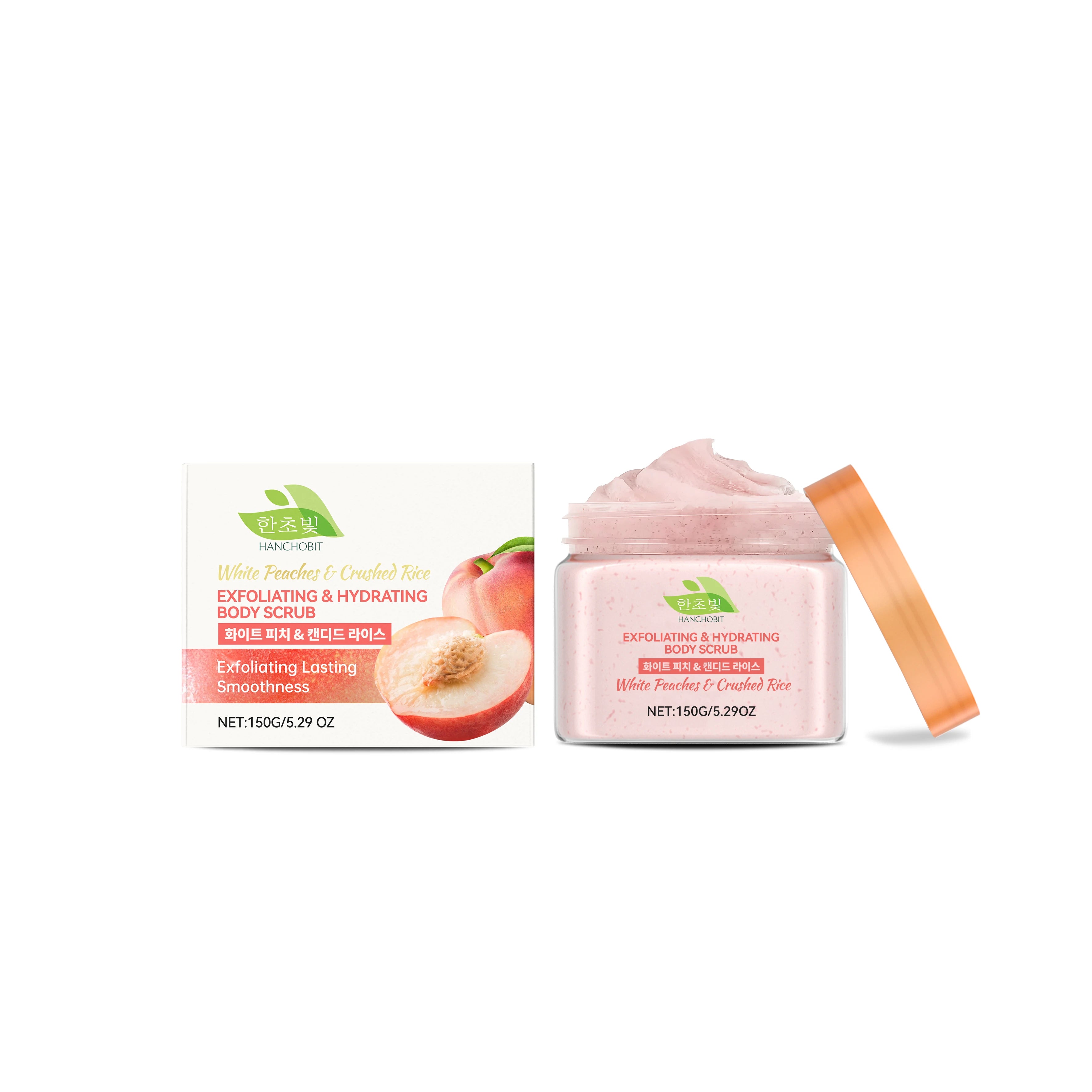 Hanchobit White Peach Rice Body Scrub – Brighten & Exfoliate Body Scrub Oasis Select 150g