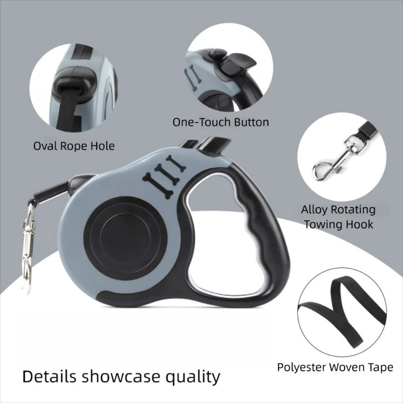 3m 5m Dog Leash for Small Dogs Cat Automatic Retractable Durable Nylon Lead Puppy Outdoor Travel Walking Hiking Traction Rope Oasis Select