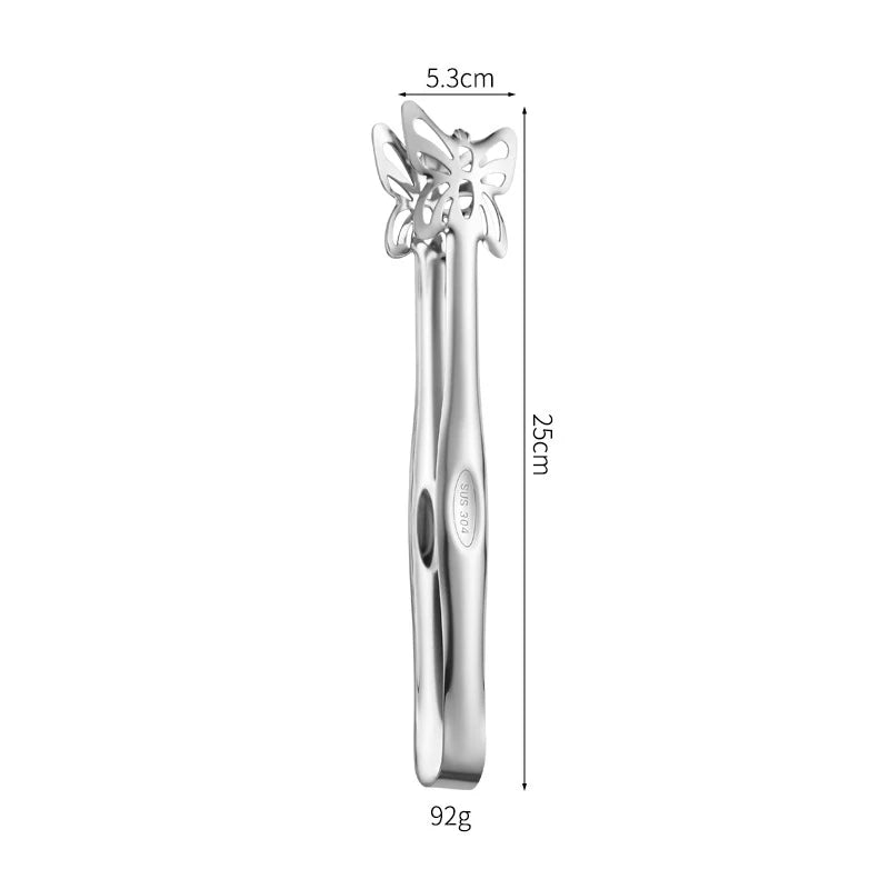 Cat Design Stainless Steel Grill Tongs Heavy Duty Kitchen Food Tongs for Outdoor Cooking Small Appliances Oasis Select Silver Butterfly
