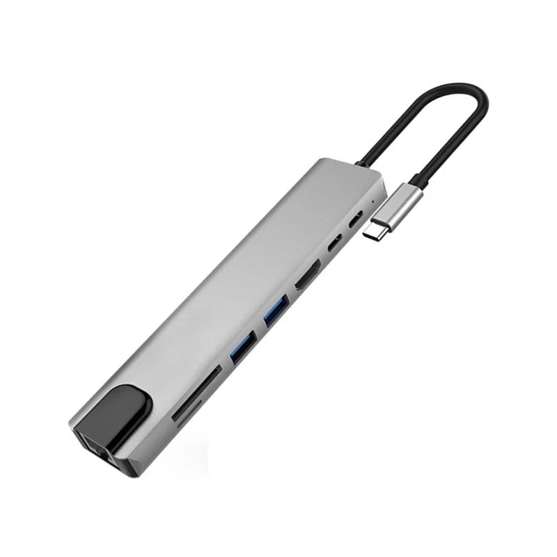 Type C 3.1 To 4K HDMI Adapter with RJ45 100Mbps Ethernet Adapter SD/TF Card Reader PD 100W Charge for MacBook Notebook Laptop Oasis Select