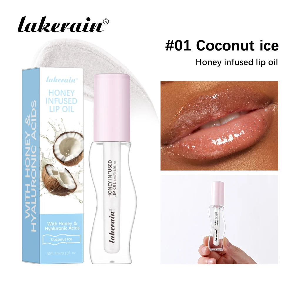 Crystal Fruit Honey Essence Lip Oil Sexy Plump Lip Jelly Strawberry Tinted Lip Liquid Waterproof Moisturize Oil Lipgloss Makeup Oasis Select 01 COCONUT ICE
