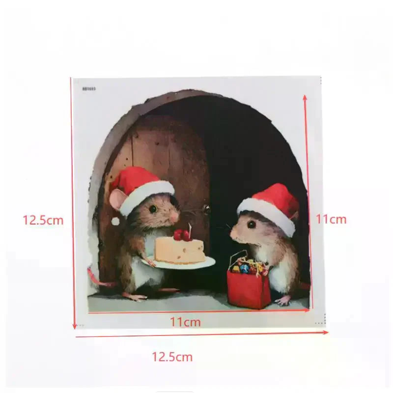 Christmas Mouse Hole Wall Stickers | Festive Home Decor