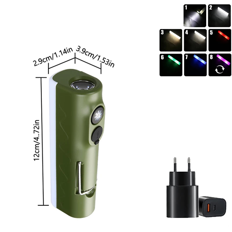 Outdoor LED Camping Lamp Built-in 2*18650 Rechargeable Torch RGB Atmosphere Lamp Portable Hook Tent Lamp Long Lasting Lantern Oasis Select Small with EU Plug