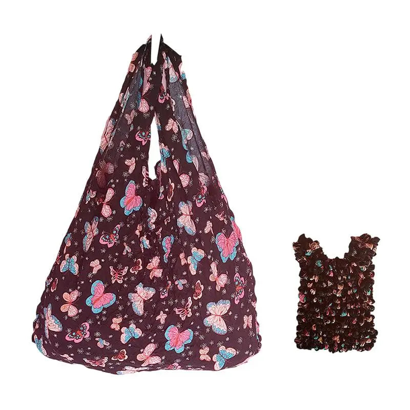 Flower Expansion Fold Pleated Flexible Stretch Mini Shopping Bag Large Capacity Bubble Elastic Portable Handbag Storage Bag Oasis Select A19
