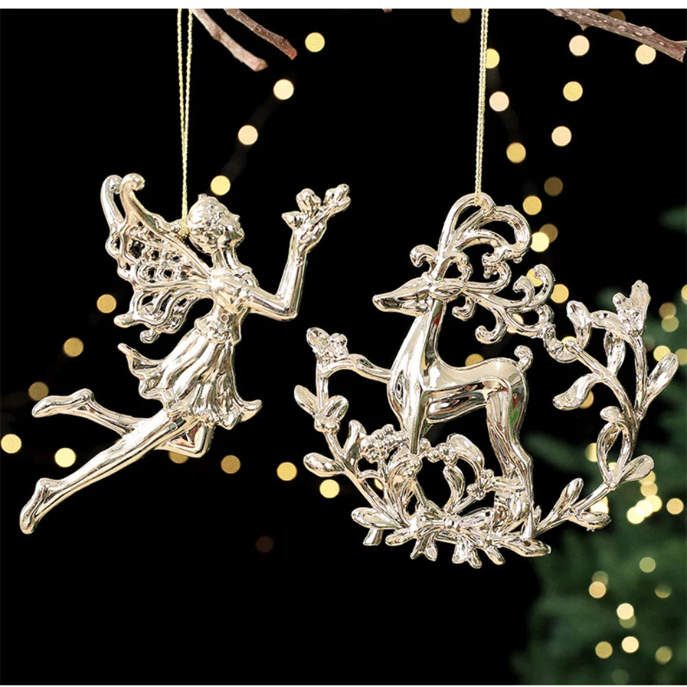 Gold Christmas Tree Ornaments – Angel, Snowflake & Butterfly