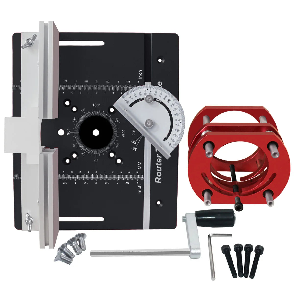 JUSTINLAU Metric and Imperial Scale C8 Aluminum Alloy Electric Wood Milling Inverted Lifting Trimming Machine Milling Table Oasis Select Black-A