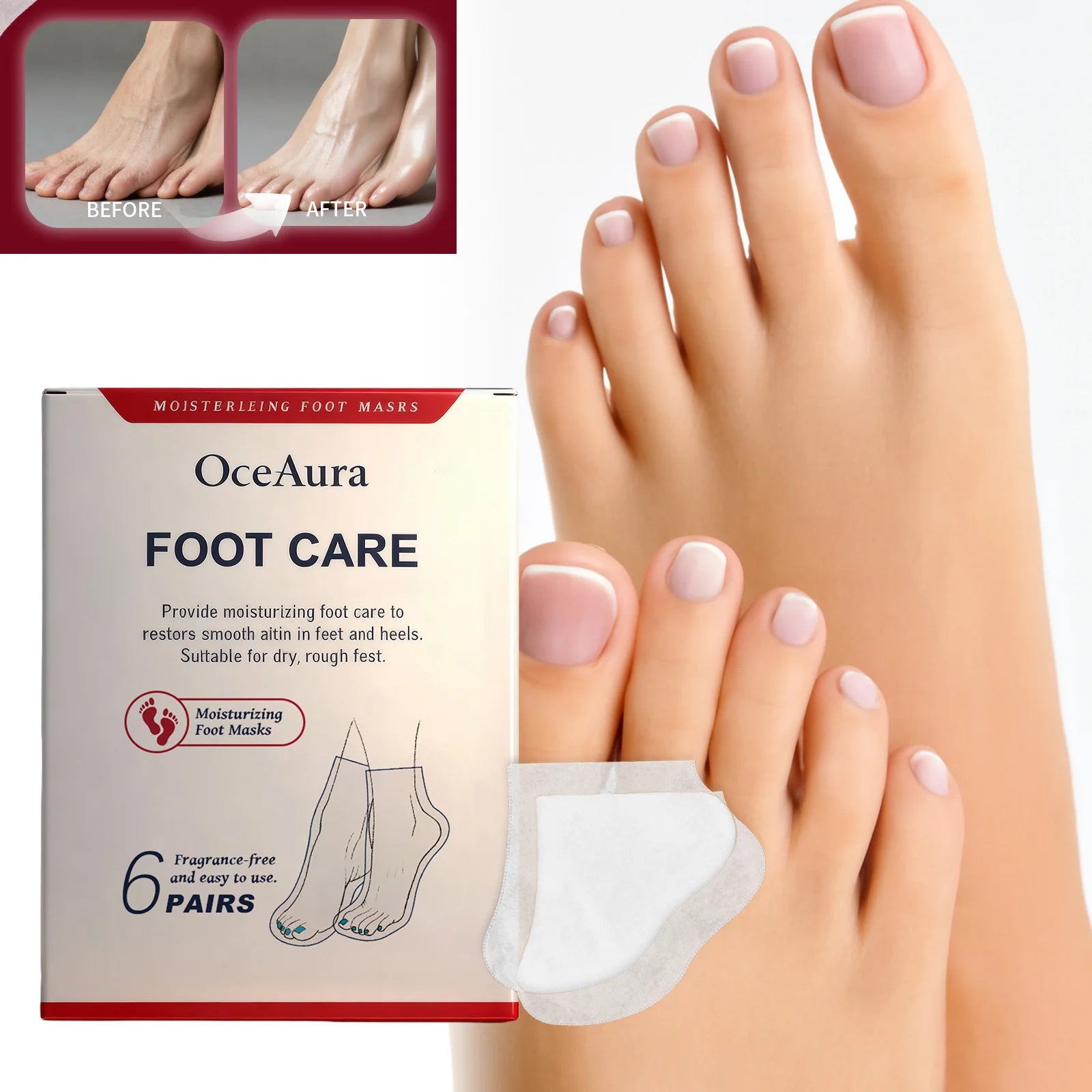 OceAura Shea Butter Foot Mask 6 Pairs – Exfoliate & Hydrate Exfoliating Foot Mask Oasis Select