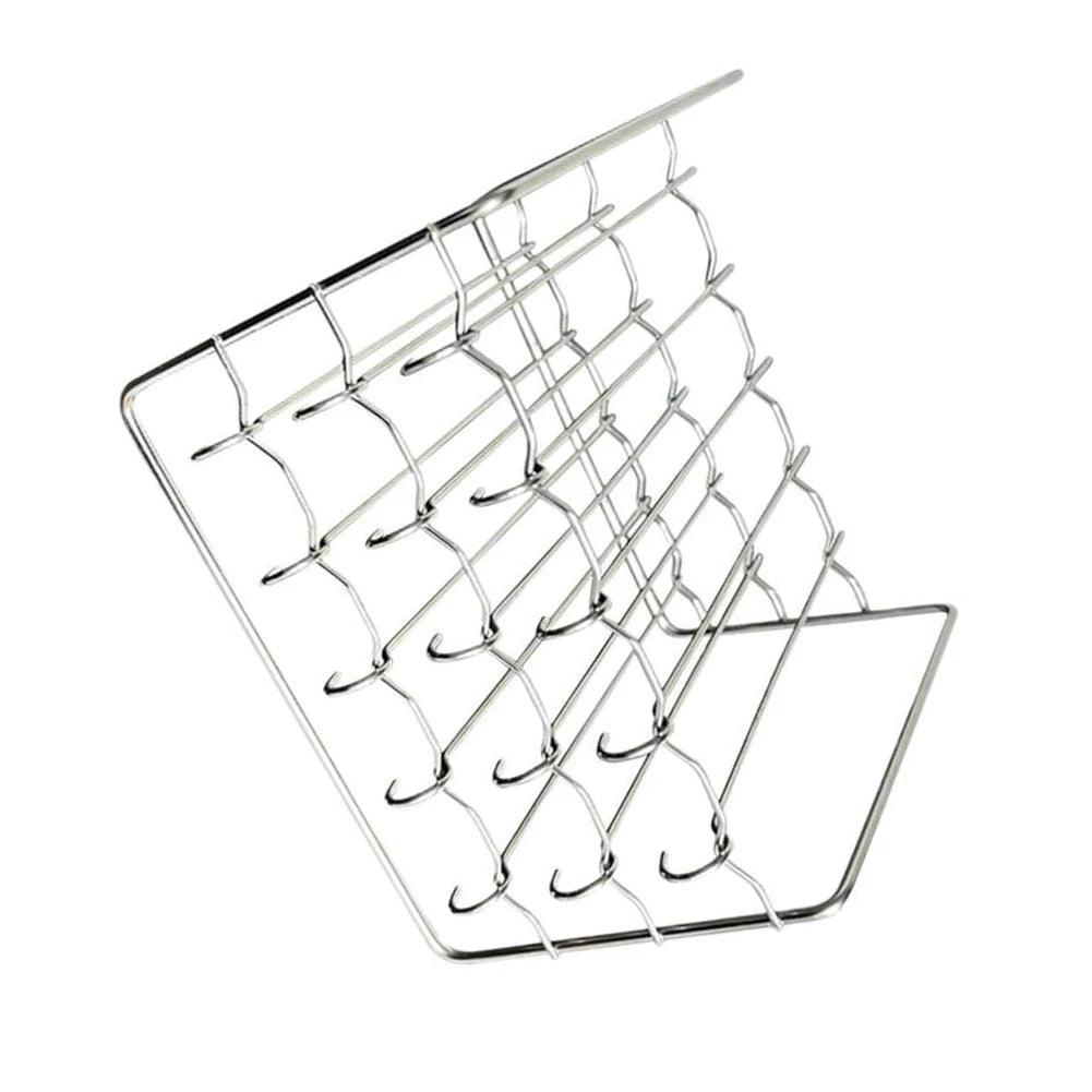 Stainless Steel Vertical Skewer Stand For Air Fryer BBQ Grill Rack Multi Pin Holder Kitchen Cooking Accessories Silver Oasis Select