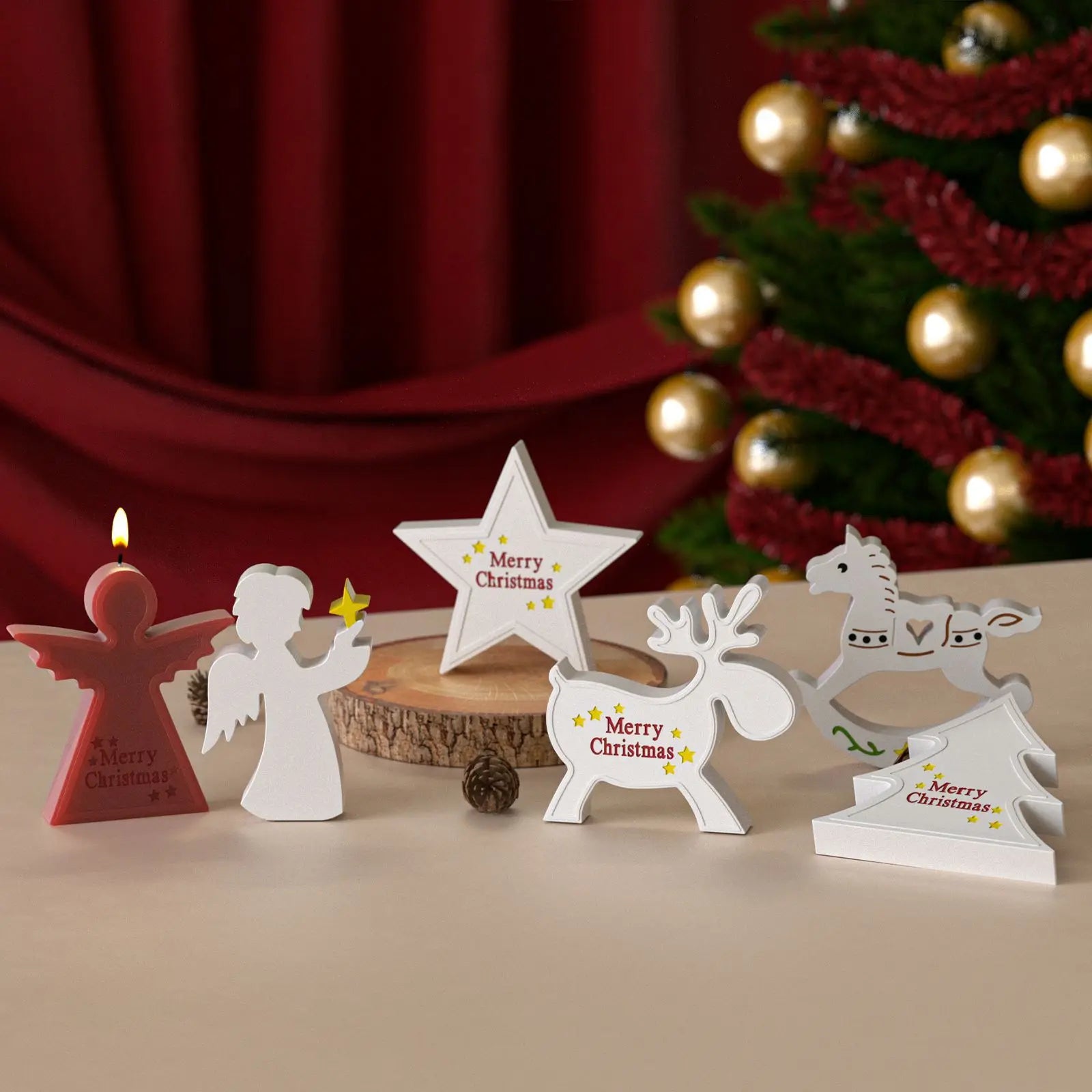 DIY Christmas Reindeer Trojan Horse Pentagram Christmas Tree Angel Boy Candle Ornament Aromatherapy Gypsum Resin Silicone Mold Oasis Select
