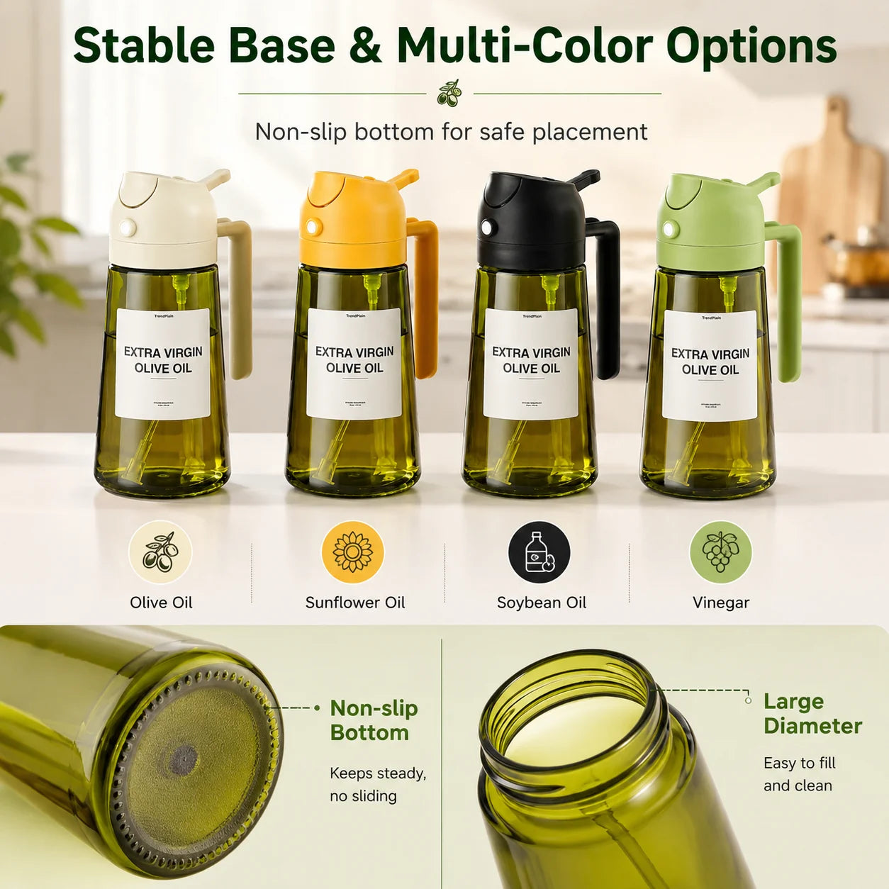 2-in-1 16oz 470ml Brown Glass Oil Sprayer Leakproof Eco-Friendly Olive OilDispenser Perfect for Cooking BBQ Grill Air Fryer Oasis Select