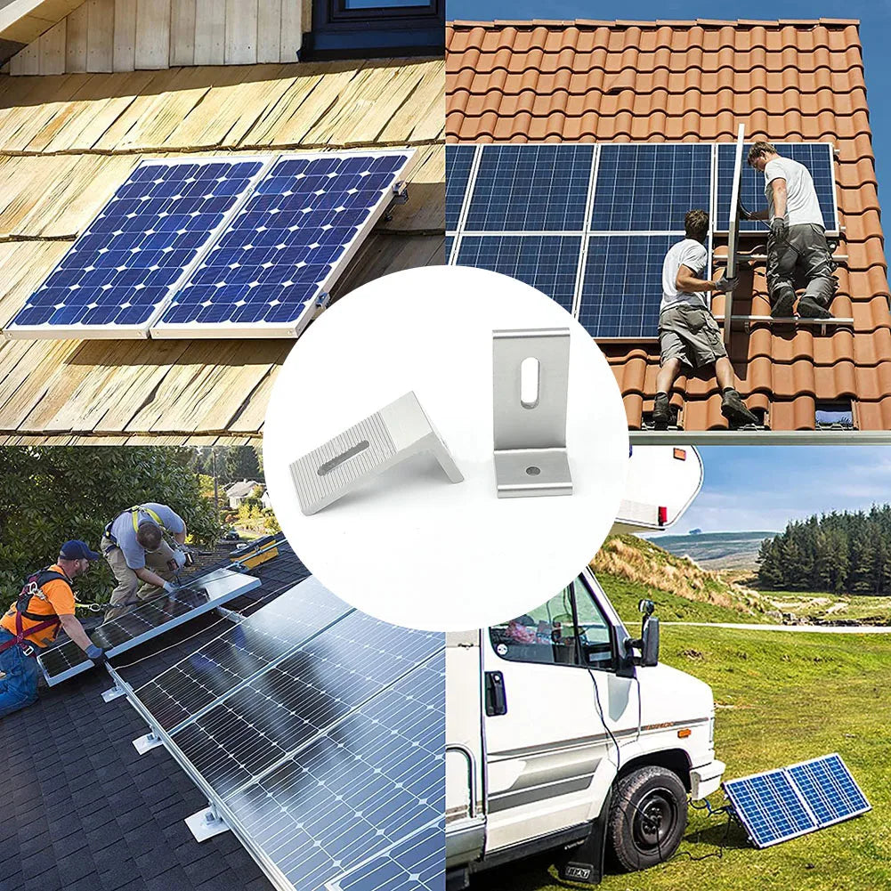 1/4/10pcs Solar Panel Module Aluminum Bracket L Solar Mount Bracket For RV Boat Off Grid Roof Solar System Accessories Oasis Select