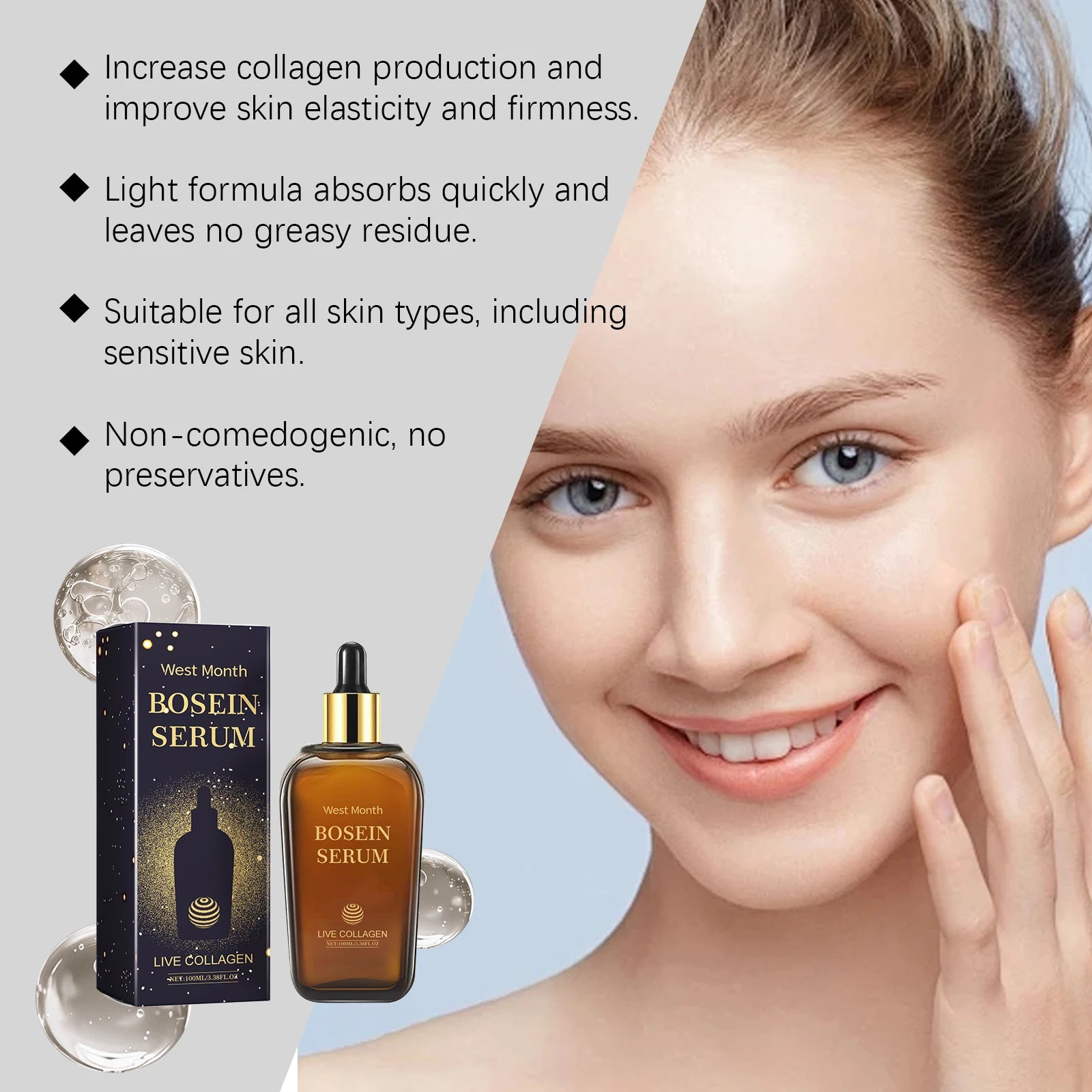Face Bosein Serum Brightening Skin Tone Replenishing Collagen Repairing Increasing Skin Elasticity Moisturizing Essence Lotion Oasis Select