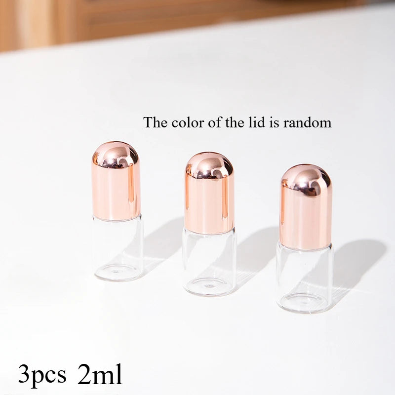 3Pcs 1ml 2ml 3ml Mini Roller Ball Perfume Bottle Portable Refillable Travel Essential Oil Container Cosmetic Containers Oasis Select Glass 3pcs 2ml