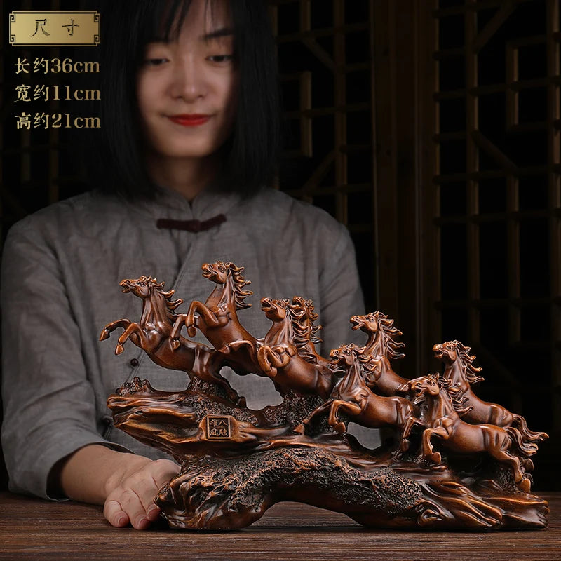 Painted eight horse decorations Chinese Zodiac horses modern Chinese Style TV cabinets porch office decorations Oasis Select C small