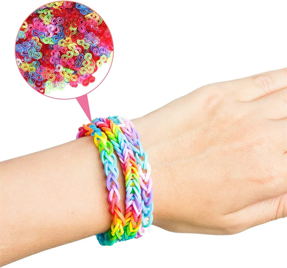 600pcs Loom Rubber Bands Kit Bracelet Making Kit for Kids Elastic Weaving Lacing DIY Crafting Gift Girl Oasis Select
