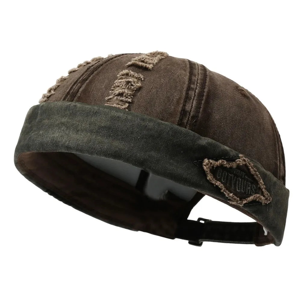 Casual Broken Hole Melon Skin Hat Lightweight Streetwear Hip Hop Cap Sun Protection Quick Drying Skullcap Outdoor Oasis Select Coffee