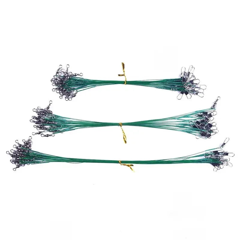 10-50pcs Anti Bite Steel Fishing Line Steel Wire Leader With Swivel Fishing Accessory Lead Core Leash Fishing Wire 15cm 20cm Oasis Select