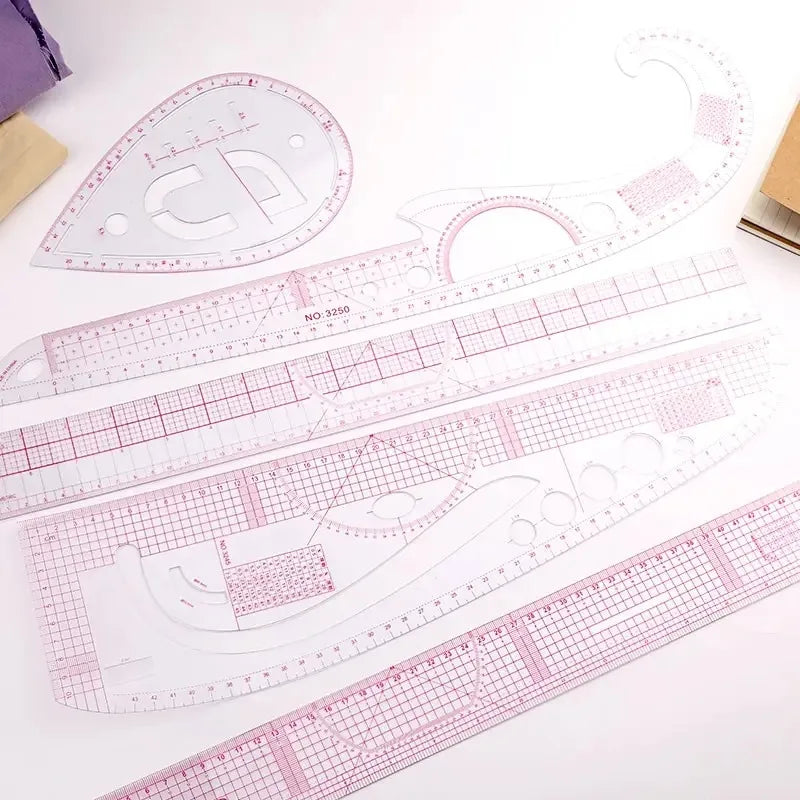 6PCS French Curve Ruler Soft Patchwork Ruler Measure Tailor Ruler Drawing Template DIY Sewing Accessories Tool Kit Oasis Select