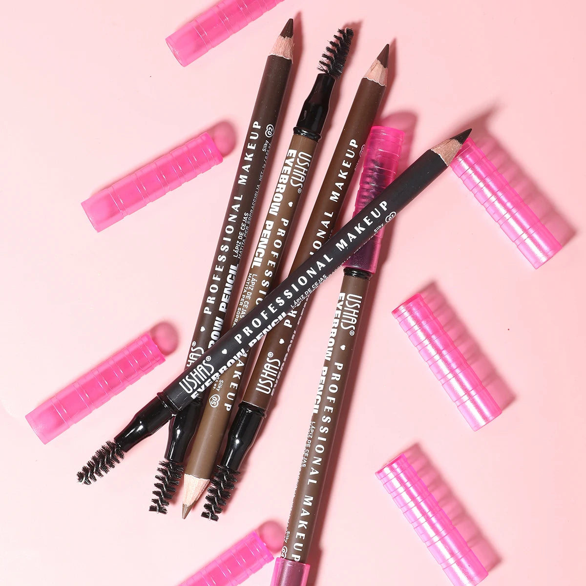 USHAS 2-in-1 Waterproof Eyebrow Pencil & Spoolie – 5 Colors