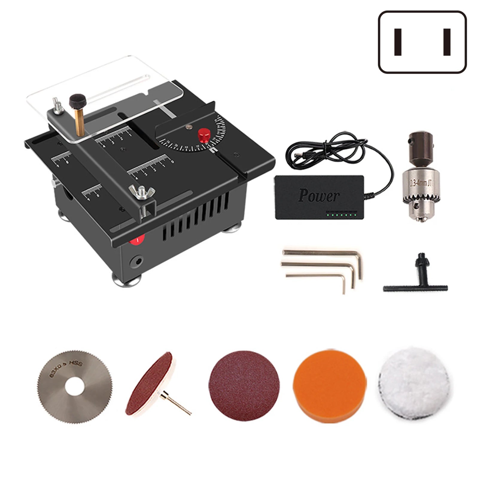 Mini Electric Table Saw 100W | 0–90° Adjustable DIY Cutter