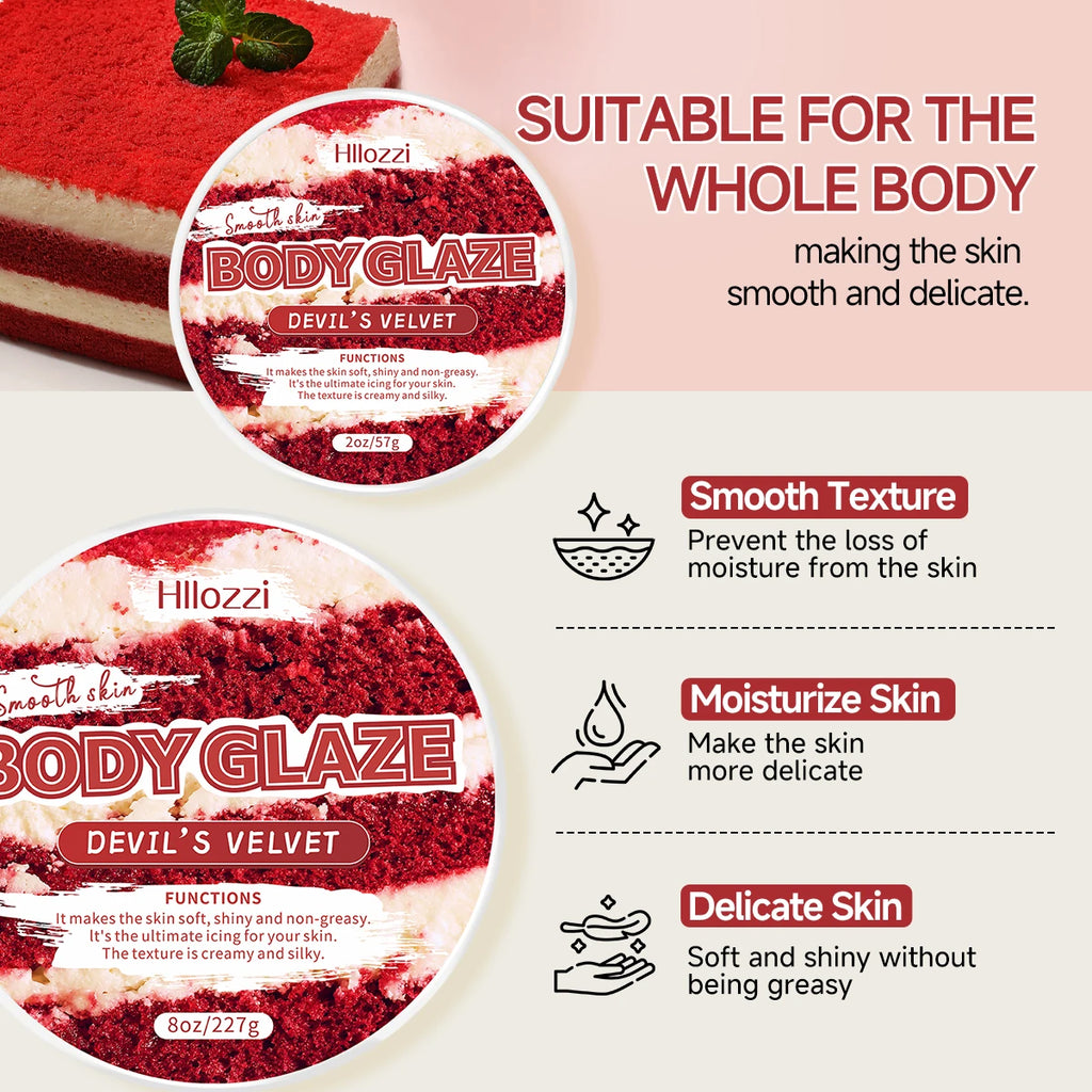 8oz 2oz body glaze Red Velvet Moisturizes, protects, and repairs the skin Create a more even-looking skin tone Oasis Select