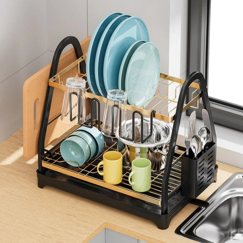 Dish storage rack Kitchen rack Multifunctional bowl and chopsticks drain rack Household countertop bowl rack Oasis Select