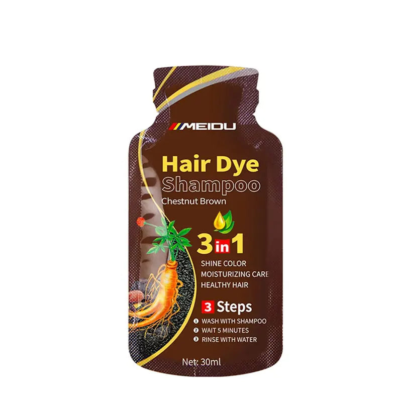 Meidu 3-in-1 Hair Dye Shampoo – Instant Gray to Black, 30ml Hair Dye Shampoo Oasis Select chestnut brown 30ml