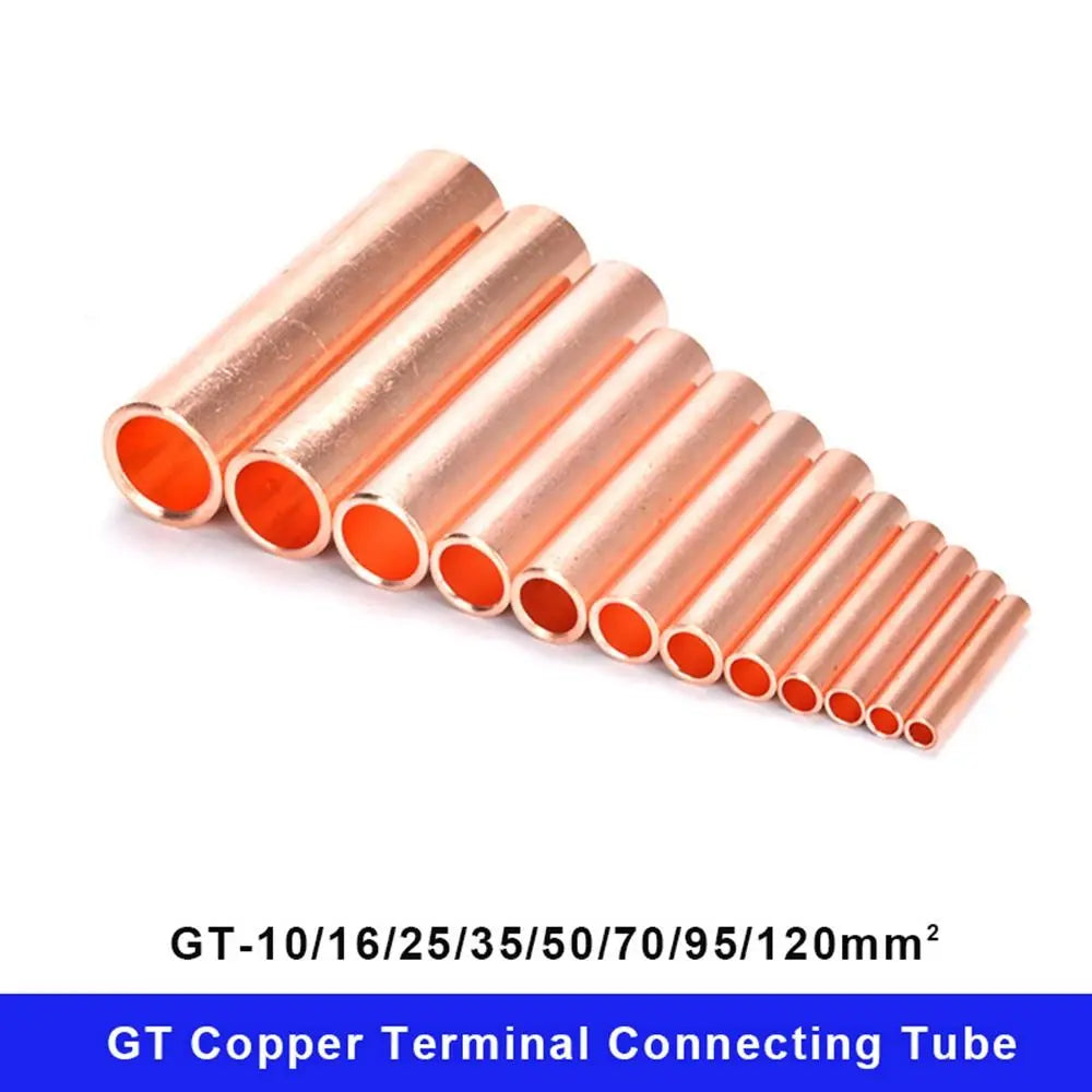 Ferrule Lug Connector Crimp Terminal GT Copper Wire Cable Hole Passing Connecting Sleeve Tube GT-10/16/25/35/50/70/95/120mm2 Ter Oasis Select