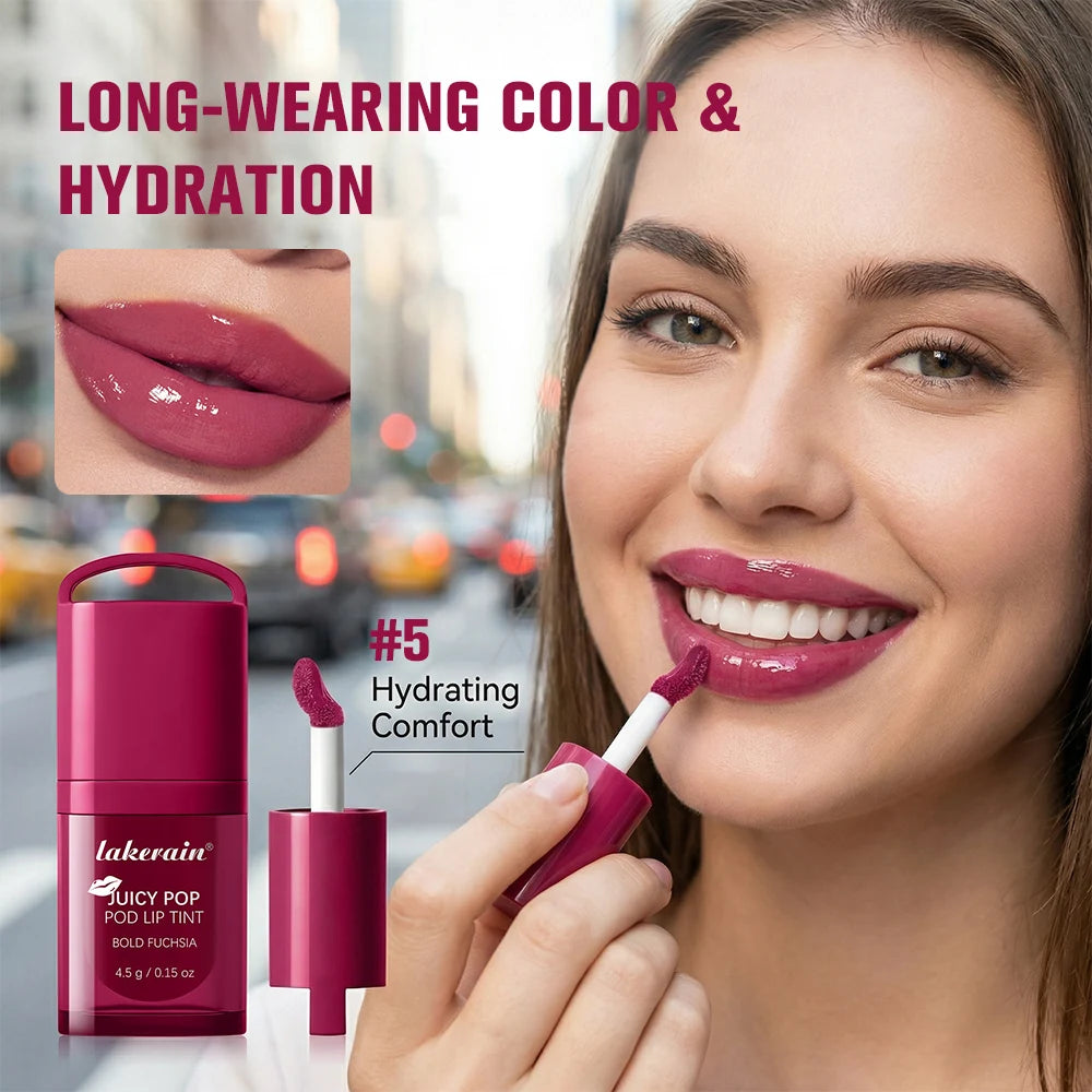 JuicePop Box Lip Tint Hydrating Oil Lip Gloss High Shine Non-Sticky Long Lasting Waterproof Lightweight Nourishing Vivid Color L Oasis Select