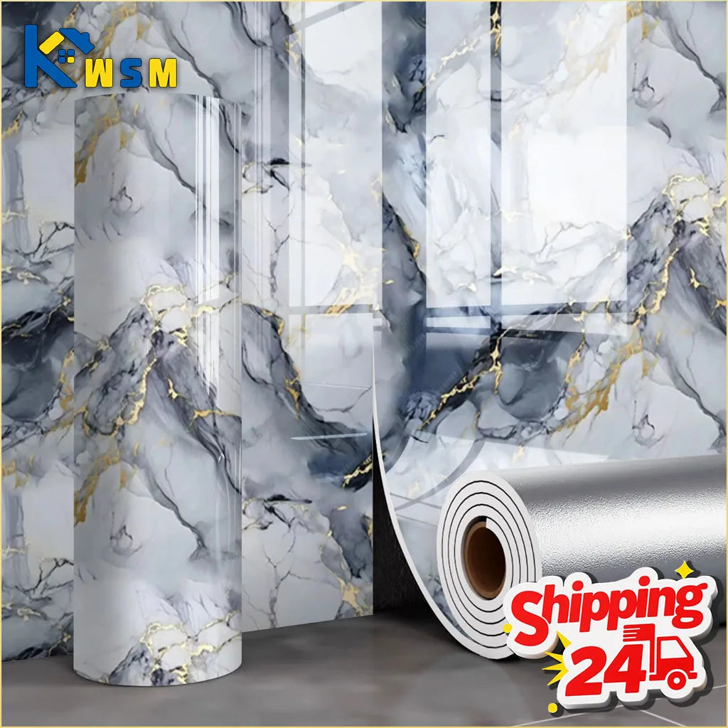 Self Adhesive Marble Wallpaper Waterproof Moisture Proof Faux Tile Wall Sticker for Bathroom Living Room Accent Wall Home Decor Oasis Select