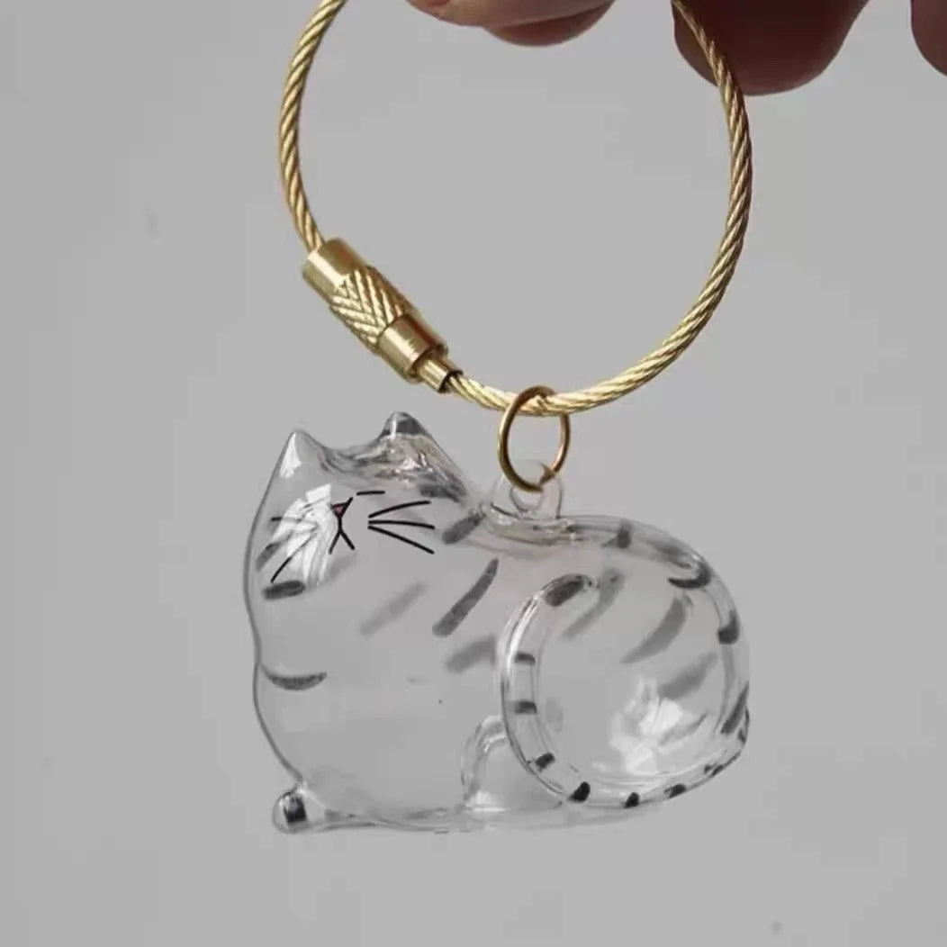 Transparent Cat and Dog Hair Storage Box, Pendant, Gashapon, Cat Hair Storage Capsule, Gashapon Bag, Keychain, Hanging Accessory Oasis Select Patterned cat