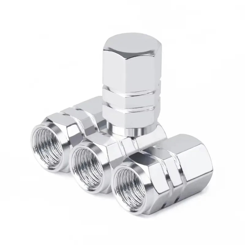 4/8Pcs Aluminum Alloy Car Tire Valve Caps Hex Tyre Valve Stem Cover Air Dust Caps Tire Valve Truck Bike Wheel Rim Valve Stem Cap Oasis Select Silver 4PCS