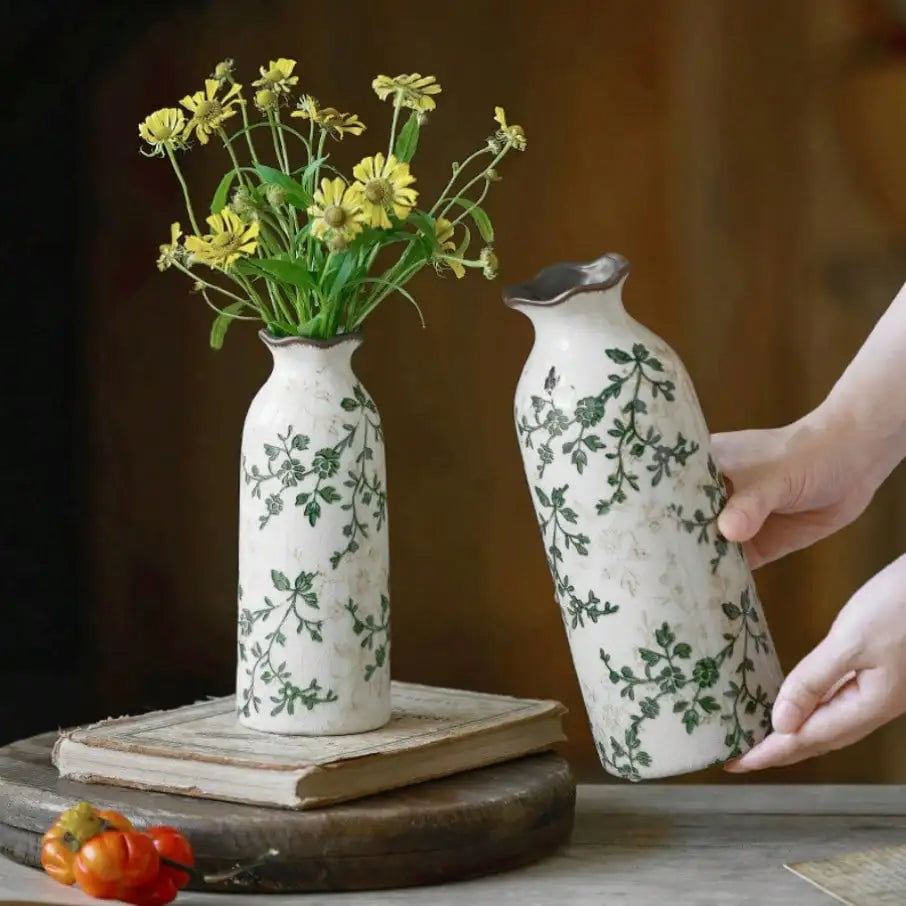 Crackle Ceramic Flower Vase Hydroponic Vase Table Decor Floral Arrangement Valentine's Day Gifts Birthday Graduation Gift Oasis Select
