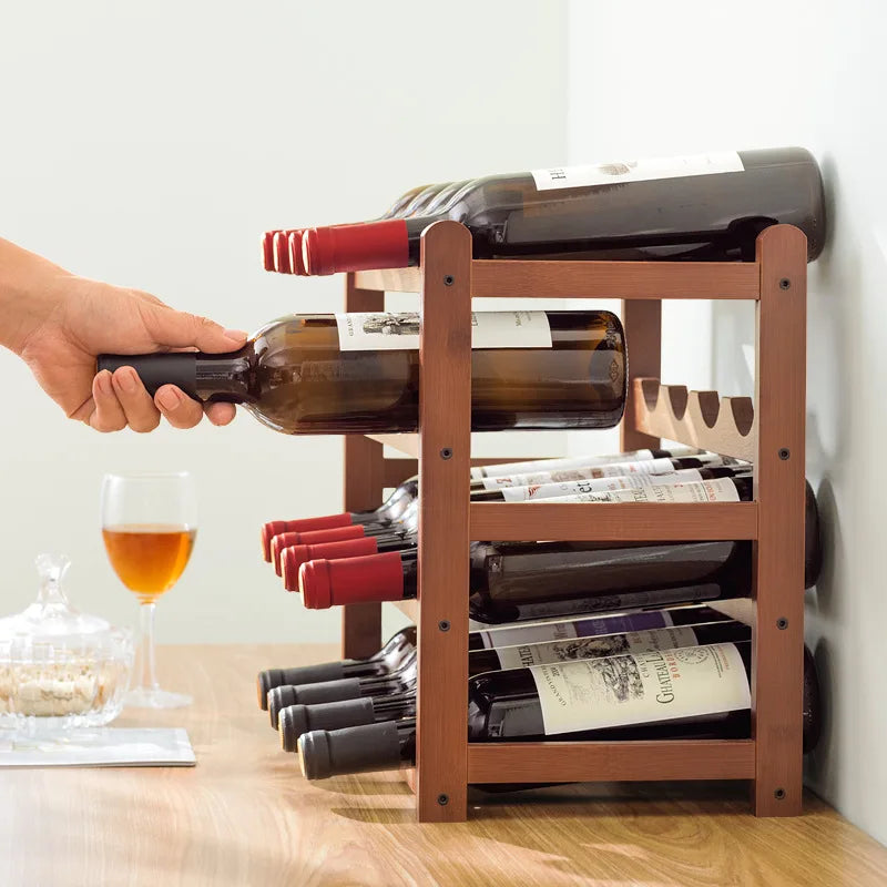 Creative red wine rack Solid wood wine rack Wine bottle rack Red wine display rack Multi-bottle storage Wine cabinet decorative Oasis Select