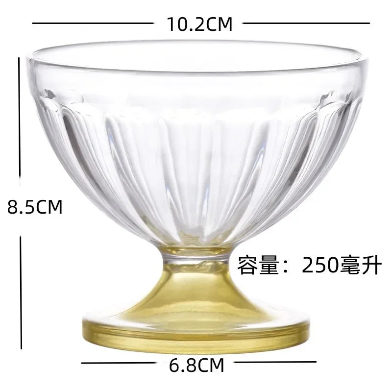 Transparent Salad Plates 250ml Clear Plastic Salad Bowl For Dessert Shake Goblet Glass Embossed Ice Cream Cup Home Oasis Select GD PC material quality