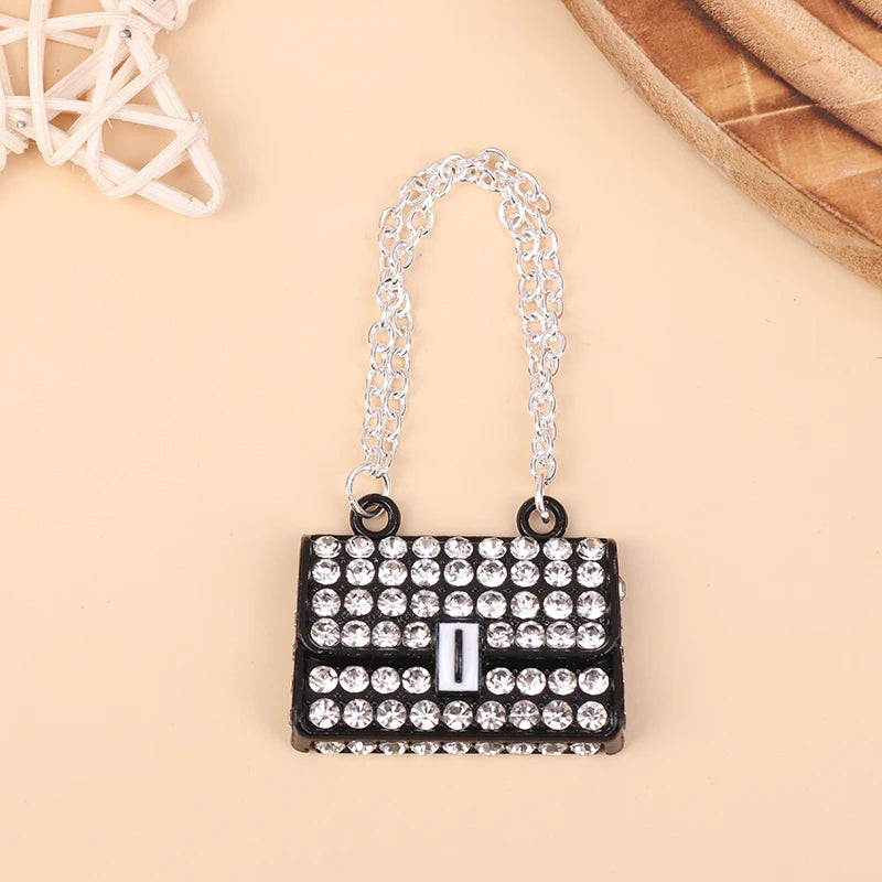 Fashion Creative Doll House Mini Metal Chain Bag Pendulum Doll Bag Miniature Shopping Handbag Clothing Accessories Oasis Select White
