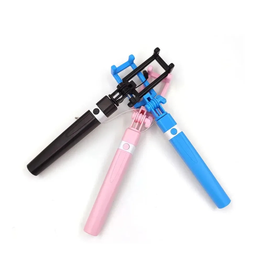 New Mini Wire Controlled Selfie Stick Pink/Blue/Black Suitable for Android 3.5mm Plug Selfie Stick Shrinkage 18cm Stretch 72cm Oasis Select
