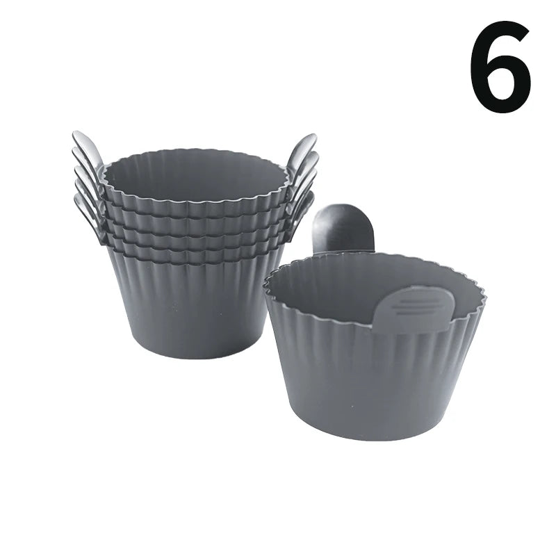 Silicone Air Fryer Egg Poacher Silicone Cupcake Baking Cups Ramekins For Air Fryer Ovens Air Fryer Silicone Basket Oasis Select 6pcs gray