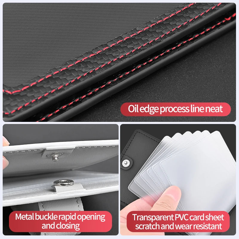 Car Sun Visor Card Holder – Leather Multi-Pocket Organizer